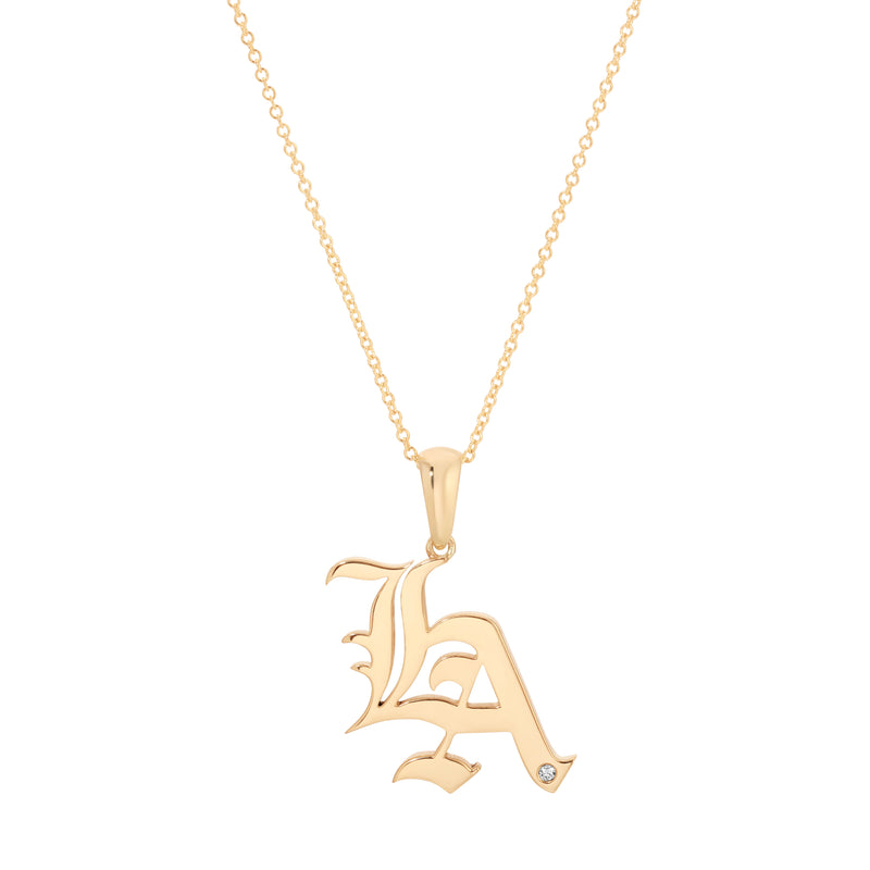 14K LA SCRIPT PENDANT WITH DIAMOND