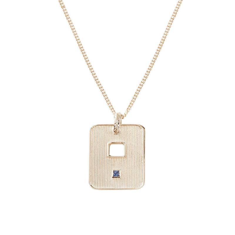 RIBBED DOG TAG WITH SAPPHIRE