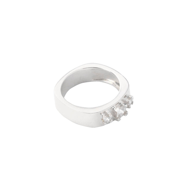 STERLING SILVER 3 STONE GEO RING