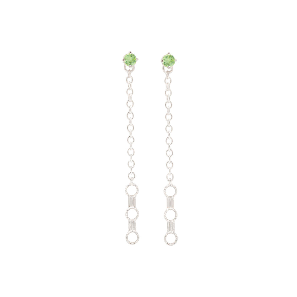 STERLING SILVER SAPPHIRE DECO BAR DROP EARRING
