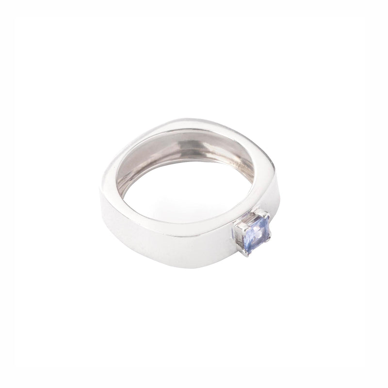 STERLING SILVER BLUE SAPPHIRE GEO RING