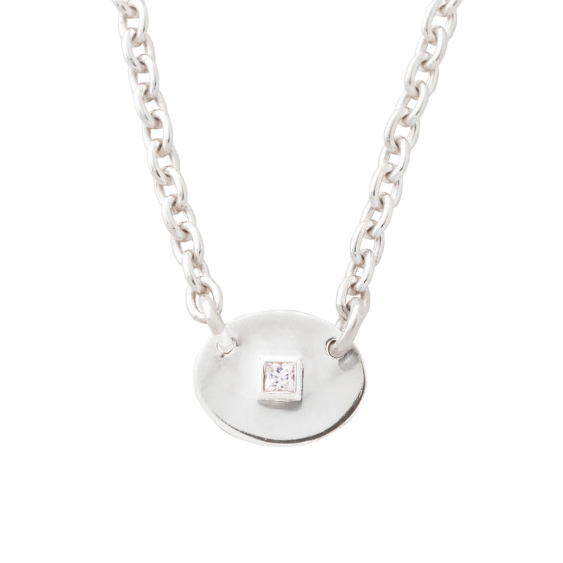 STERLING SILVER OVAL GEO NECKLACE