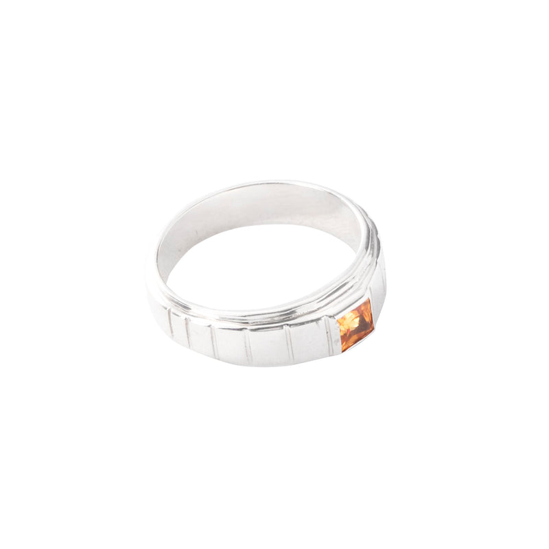 STERLING SILVER RIMON RING WITH ORANGE  SAPPHIRE