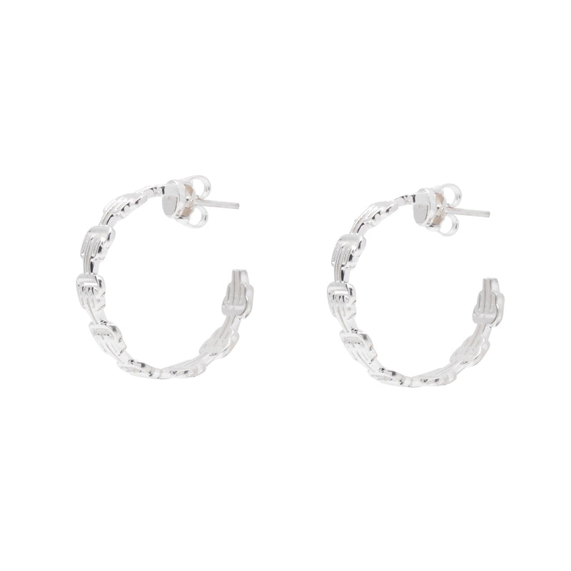 STERLING SILVER SMALL LOGO LINK HOOPS
