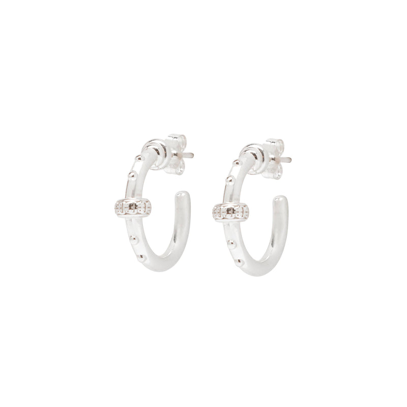 STERLING SILVER SMALL STUDDED HOOPS