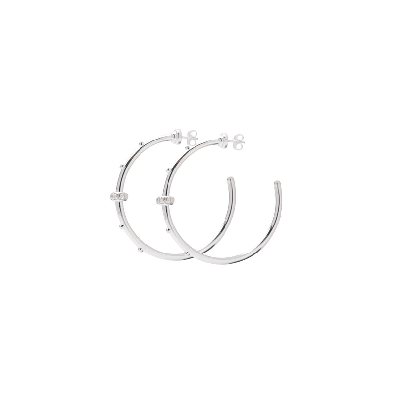 STERLING SILVER XL STUDDED HOOPS