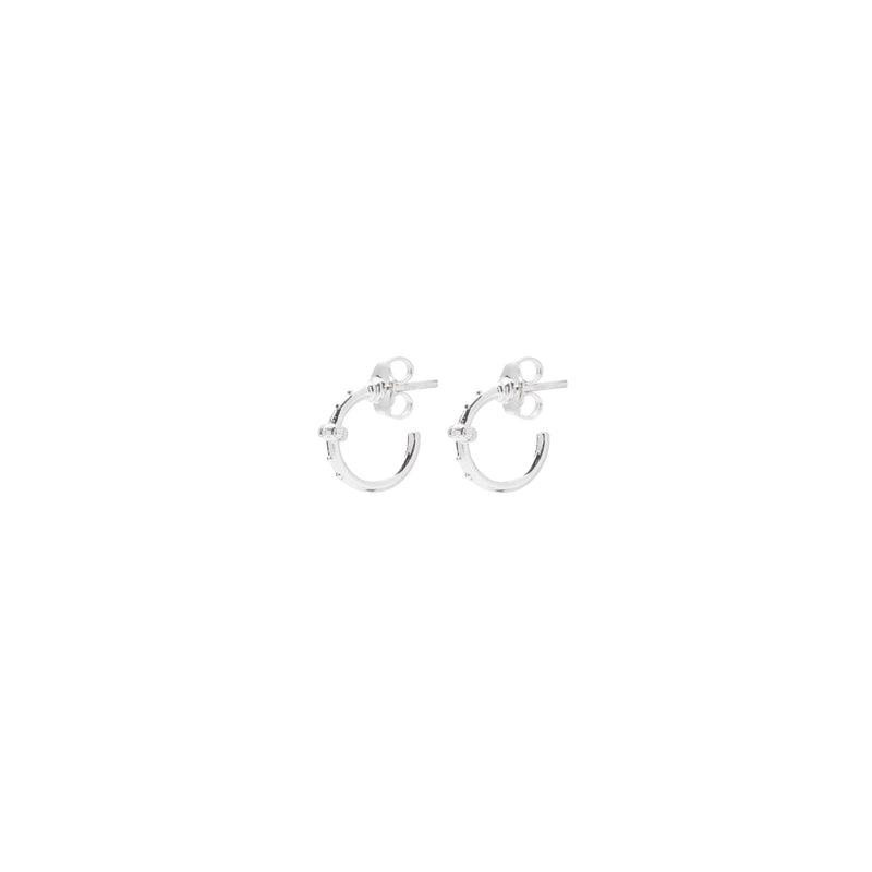 STERLING SILVER XS STUDDED HOOPS