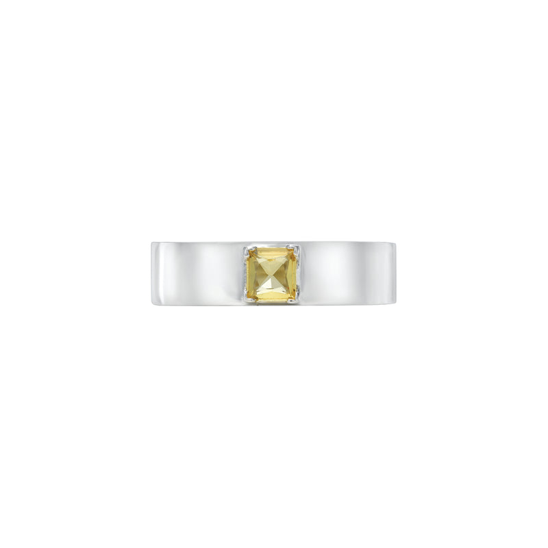 STERLING SILVER YELLOW SAPPHIRE GEO RING